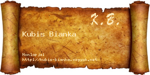 Kubis Bianka névjegykártya